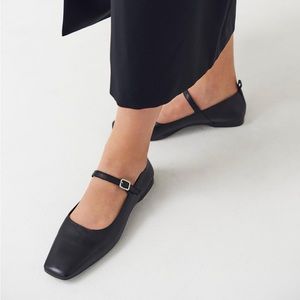 Black leather Mary Jane loafers (NWOT)